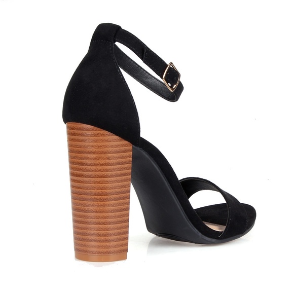 Annie-01 Chunky Heel Women's Two Piece Sandals - Picture 3 of 3